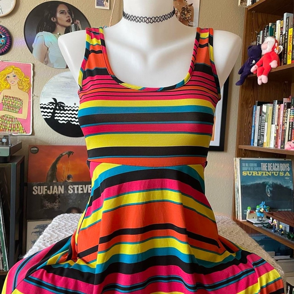 AS IS Vintage 2000s striped sleeveless dress / Mi Manchi.